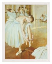 ALEXANDER SHEVCHUK (Ukrainian) 'Her New Ballet Shoes', oil on canvas, 91cm x 69cm.