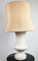 TABLE LAMP, white ceramic, with shade, 92cm high, 55cm diameter.