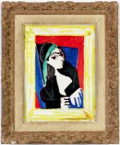 AFTER PABLO PICASSO, Jacqueline, dated in the plate, off set lithograph, French vintage Montparnasse