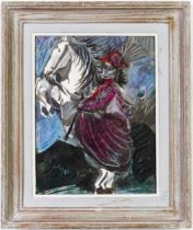 PABLO PICASSO, Woman on Horseback, off set lithograph, suite: Toros, French vintage Montparnasse