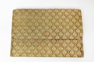 CARTIER VINTAGE EVENING BAG, Art Deco silk, with flap front closure with initials EV in pale gold