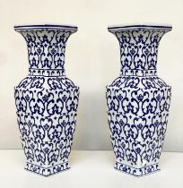 VASES, a pair, Chinese blue and white mosaic square form, 42cm H. (2)