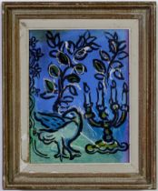 MARC CHAGALL, Candlestick lithograph, 1962, printed by Mourlot, vintage French frame 32.5cm x 24.