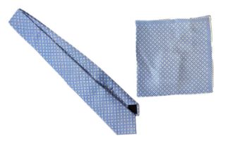 GUCCI VIGI TIE, silk, 148cm x 7cm and matching pocket square/handkerchief, 45cm x 45cm. (2)