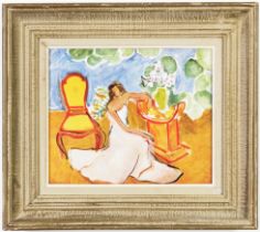 HENRI MATISSE, Jeune Fille A La Robe Blanche, off set lithograph , signed in the plate, French