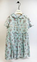 GUCCI PROVANCE DRESS, size 36/4 Y, made in Italy, cotton, with dogs flower and masks print against