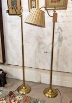 READING LAMPS, a pair, Laura Ashley, brass, 150cm H. (2)