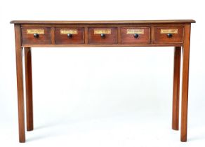 HALL TABLE, Georgian style mahogany rectangular with five short apothecary style drawers, 110cm x
