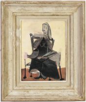 AFTER PABLO PICASSO, Femme Assise, off set lithograph, signed in the plate, French vintage