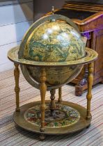 GLOBE COCKTAIL CABINET, 94cm H x 67cm, terrestrial form with hinged lid.