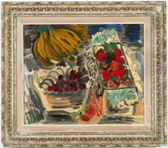 RAOUL DUFY, Still life with Cherries, lithograph, signed in the plate, French Montparnasse frame,