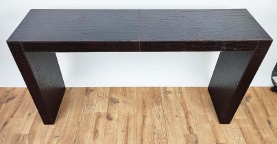 CONSOLE TABLE, faux crocodile upholstered finish 140.5cm x 35.5cm x 75.5cm.