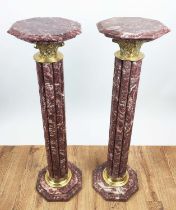 PEDESTALS, a pair, Corinthian column form, marble, gilt mounts, 102cm H x 31cm diam. (2)