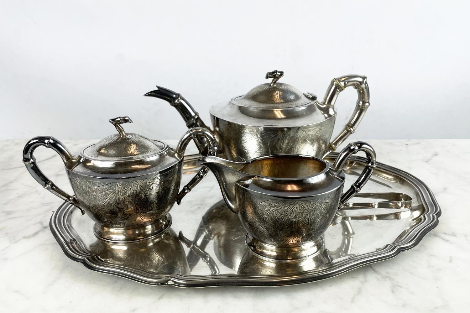 CHINESE EXPORT SILVER TEA SET, c. 1940s Republic period, comprising a teapot, sugar bowl, milk jug - Image 20 of 20