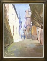 NASEER CHAURA (Syria 1920-1992) 'Street Scene', oil on canvas, signed and dated lower right, 72cm
