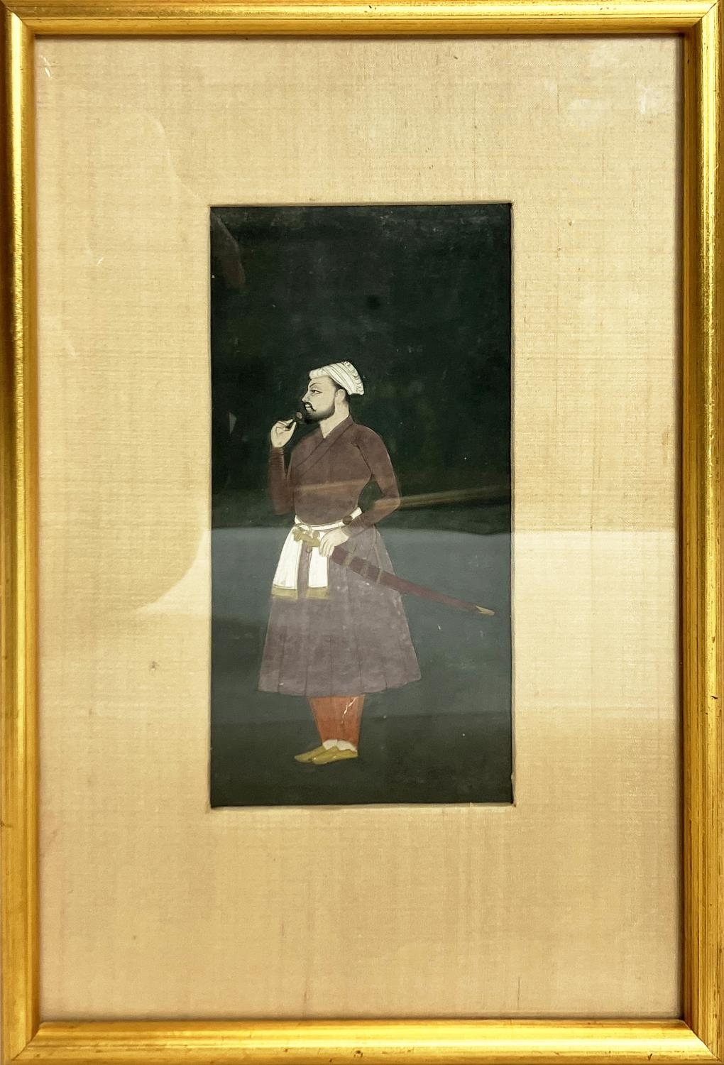 MUGHAL SCHOOL, 19th century, 'Portrait of Muhammad Bairam Khan (1501-1561)', gouache, 16.5cm x 8.