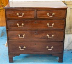 CHEST, 89cm H x 89cm W x 49cm D, George III mahogany of five drawers.