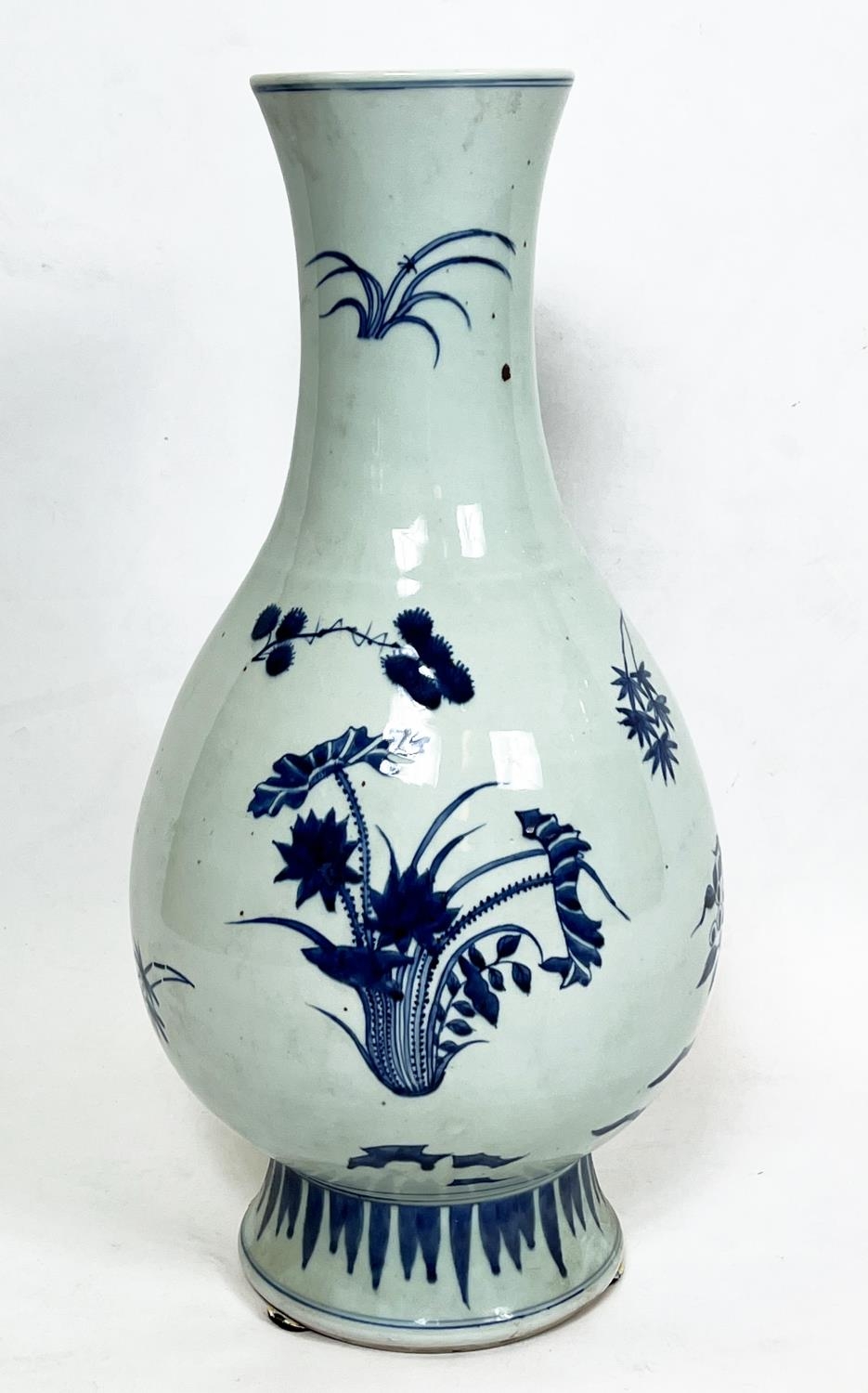 CHINESE BOTTLE VASE, decorated with foliate sprigs, 57cm H.