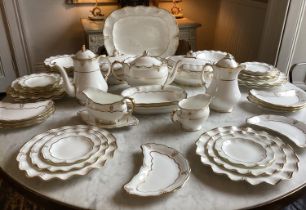 DINNER SERVICE, English fine bone China, Royal Crown Derby, Lombardy, 8 place, 5 piece settings,