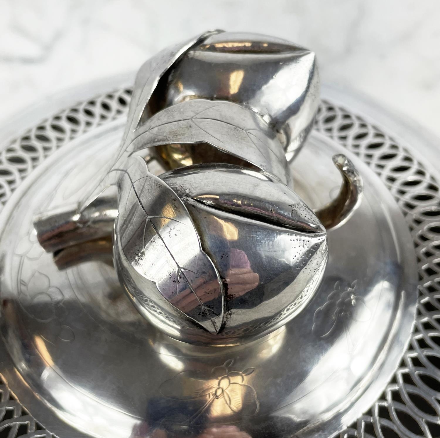 CHINESE EXPORT SILVER TEA SET, c. 1940s Republic period, comprising a teapot, sugar bowl, milk jug - Image 5 of 20