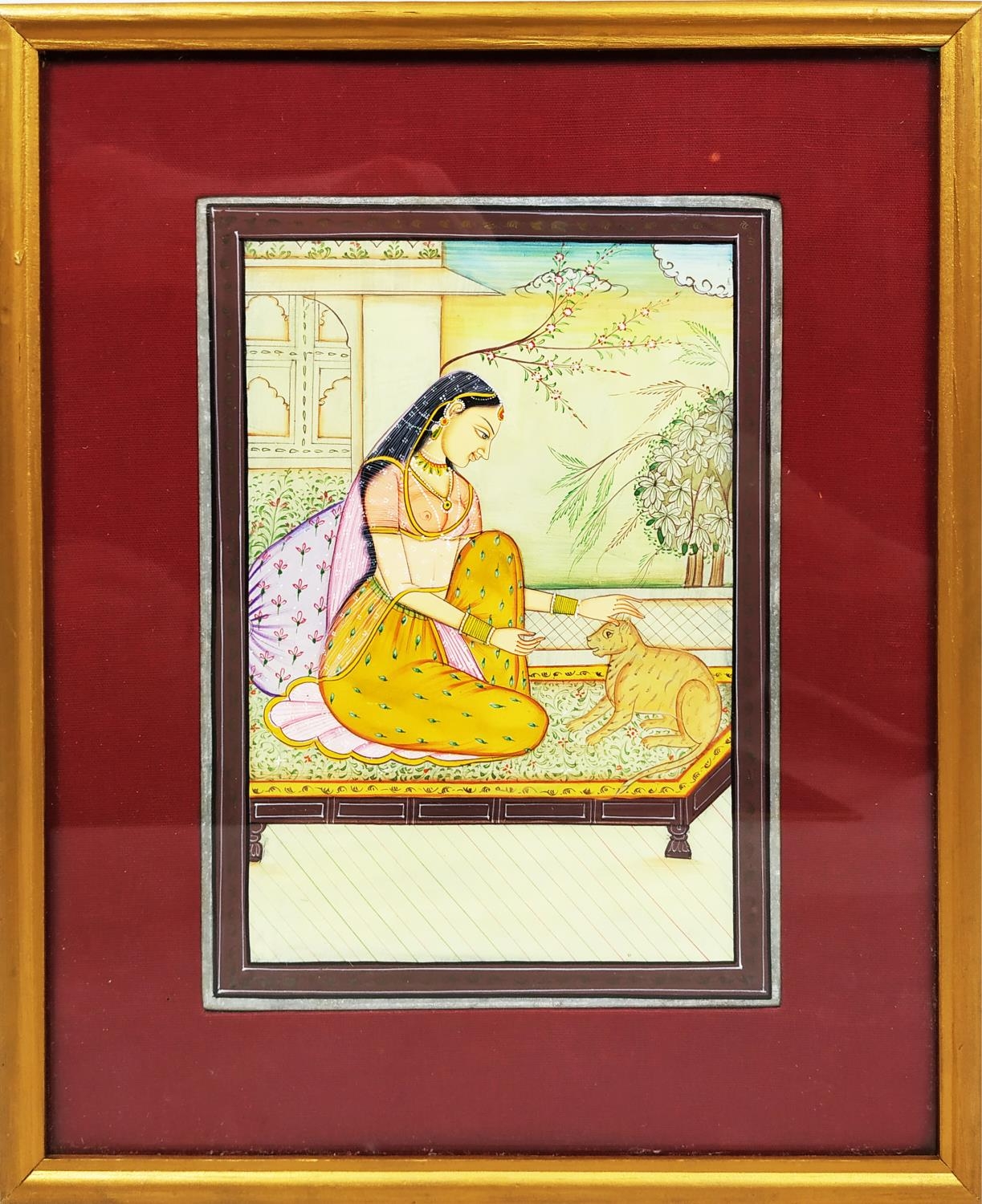 INDIAN SCHOOL, 'Studies, a pair, Young Woman with Leopard and Young Woman with Deer', gouache on - Image 2 of 3