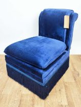 EICHHOLTZ SIDE CHAIR, blue velvet upholstered, tasseled base, 55cm W.