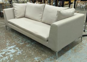 CAMERICH CRESCENT SOFA, 225cm W, grey fabric upholstery.