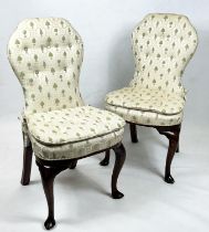 SIDE CHAIRS, 99cm H x 53cm, a pair, early 18th century Dutch walnut in patterned cream