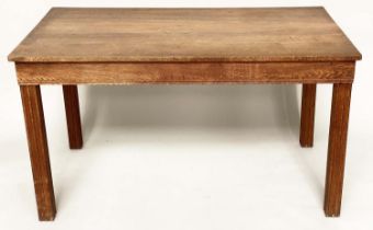 GORDON RUSSELL JAPANESE OAK TABLE, rectangular Japanese oak with carved fluted supports, Maker M