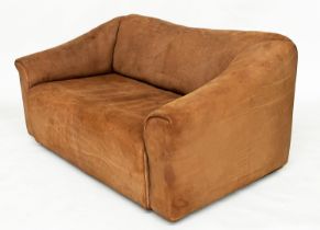 DE SEDE SOFA DS47, vintage two seater with grained natural hide leather with extending seat, 130cm x
