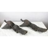 JAPANESE MEIJI BRONZE PHOENIXES, a pair, weathered, 65cm H. (2)