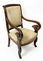 FAUTEUIL, 94cm H x 59cm W, Charles X rosewood and brass inlaid, circa 1825.