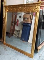 OVERMANTLE WALL MIRROR, gilt frame, bevelled plate, 145cm x 150cm.