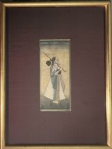 INDIAN SCHOOL, Northern Rajasthan, early 20th century,"A NAUTCH GIRL WITH A VEENA" Watercolour 13cms