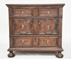 WILLIAM AND MARY CHEST, English late 17th century oak with three long drawers with panelled fronts