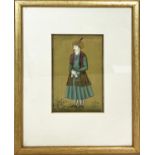 MUGHAL SCHOOL, 'The emperor Humayun', gouache and gilt, 13.5cm x 8cm, framed.