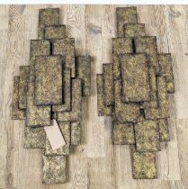 PORTA ROMANA STEEL PLATES WALL LIGHTS, a pair, 90cm H each. (2)