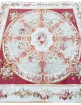 ANTIQUE AUBUSSON CARPET, 306cm x 275cm.