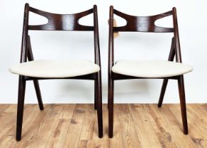 CARL HANSON & SON SAWBUCK DINING CHAIR BY HANS J WEGNER, and three others attributed to, all vintage