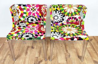 KARTELL MADEMOISELLE CHAIRS, a set of seven, by Philippe Starck, in Missoni fabric, 75cm H each. (7)
