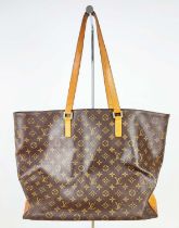 LOUIS VUITTON MEZZO TOTE BAG, monogram coated canvas with leather handles and base, gold tone