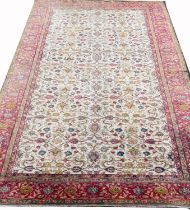 VERY FINE TURKISH SILK KUM-KAPPI DESIGN RUG, 215cm x 138cm.