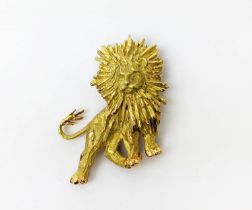 AN 18CT GOLD 'CHAUMET' LION BROOCH, textured finish, made in parts, 33.38 grams, probably 1970s.