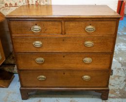 CHEST, 109cm H x 111cm W x 55cm D, George III oak of five drawers.