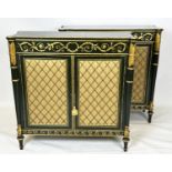 SIDE CABINETS, a pair, each 42cm x 105cm H x 108cm, Regency style of recent manufacture green with