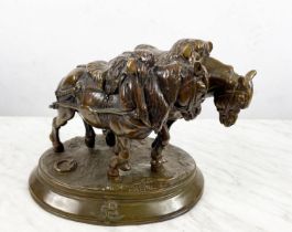 EMMANUEL FREMIET (1824-1910), bronze, the 'Halake Horses', 21cm L x 30cm H.