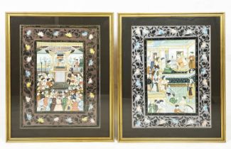 INDIAN SCHOOL, two gouache on silk, including a scene of Shah Jahan (R.1628-58) receiving a