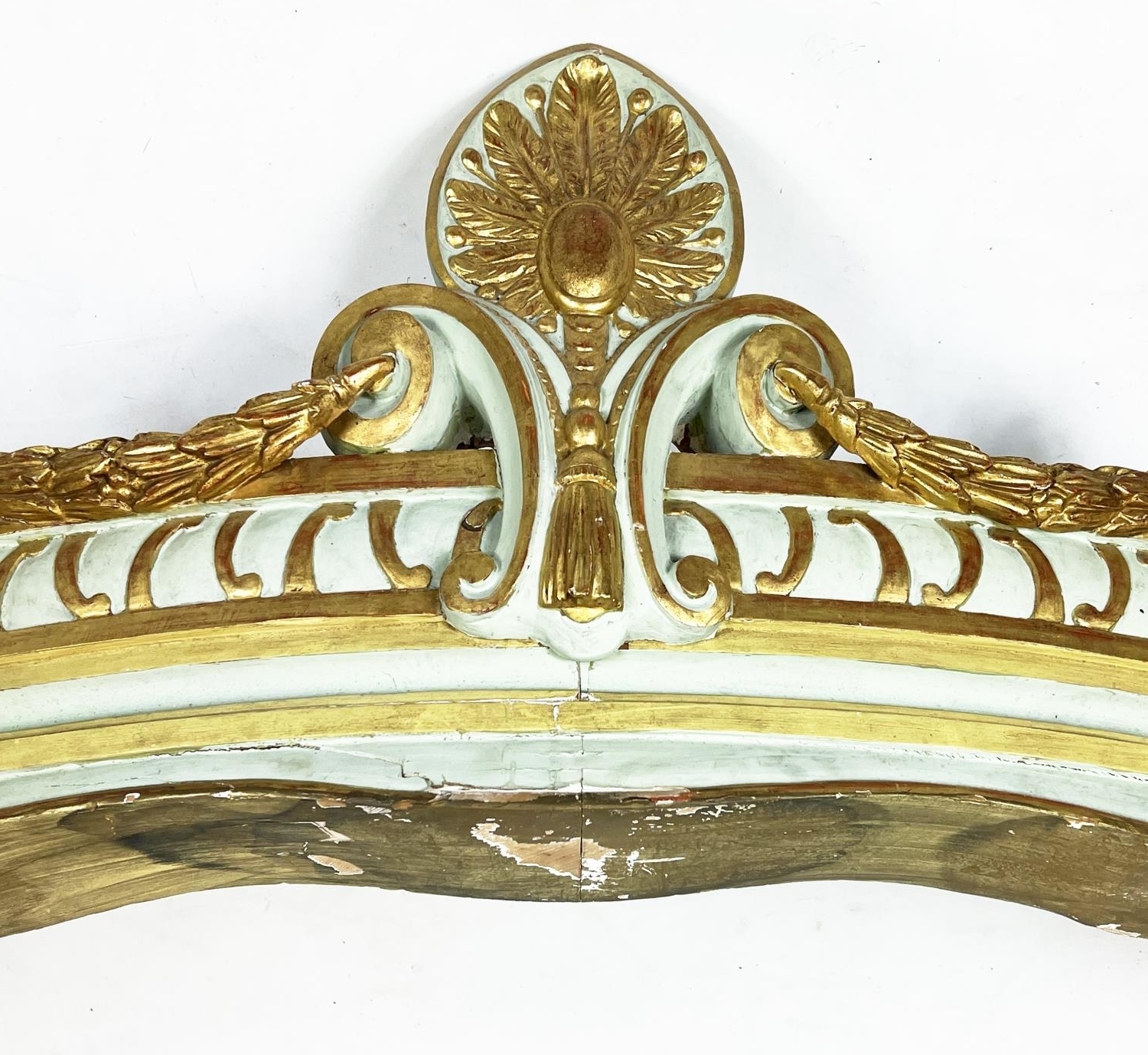 CORONET, 48cm H x 185cm x 60cm, 19th century painted and parcel gilt with palmette and swag - Image 2 of 6