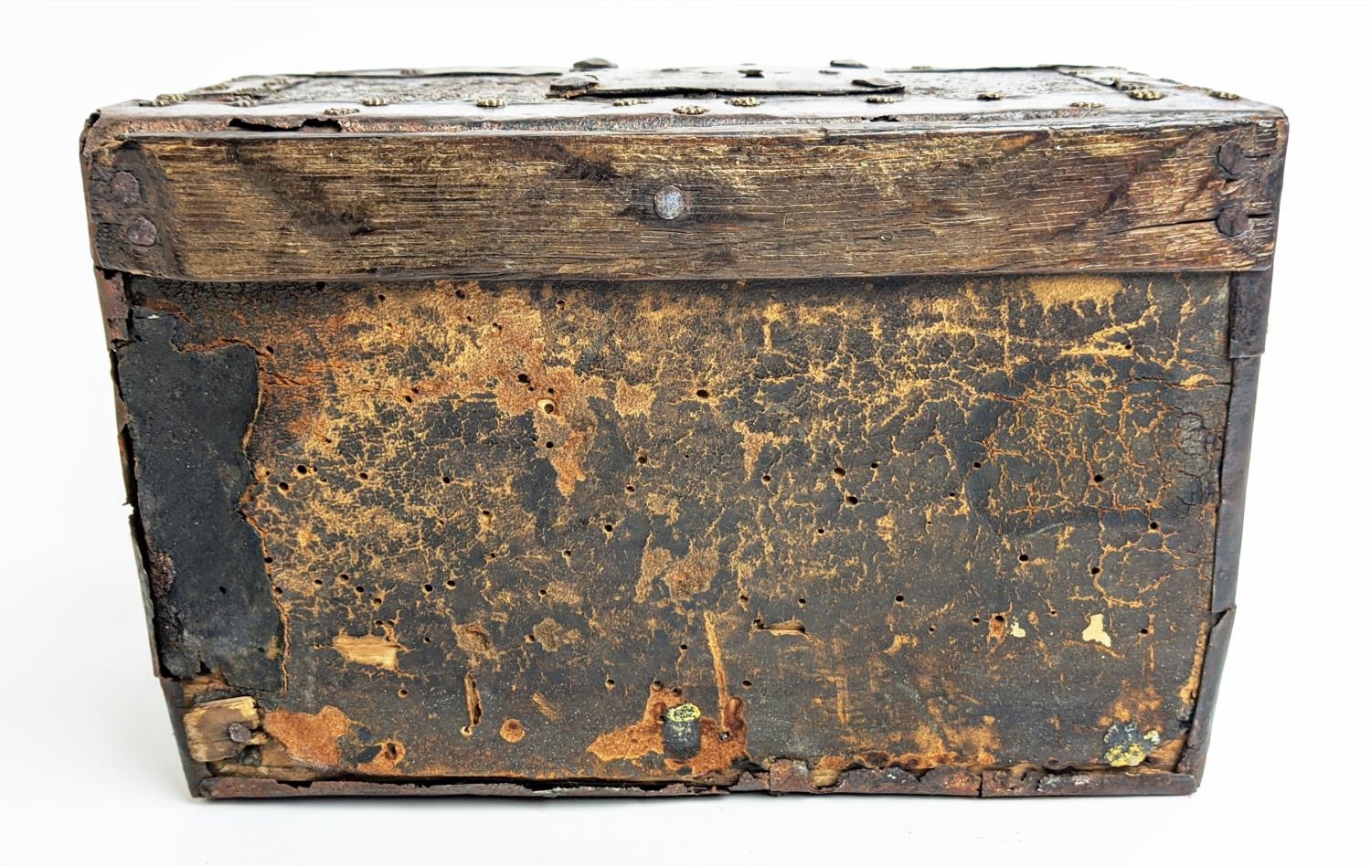 DIMINUTIVE CASKET, 16th/17th Century, probably Spanish, the domed lid enclosing single storage - Image 12 of 12