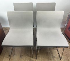 LIGNE ROSET DINING CHAIRS, a set of four, 49cm x 82cm H x 50cm, in grey fabric upholstery. (4)